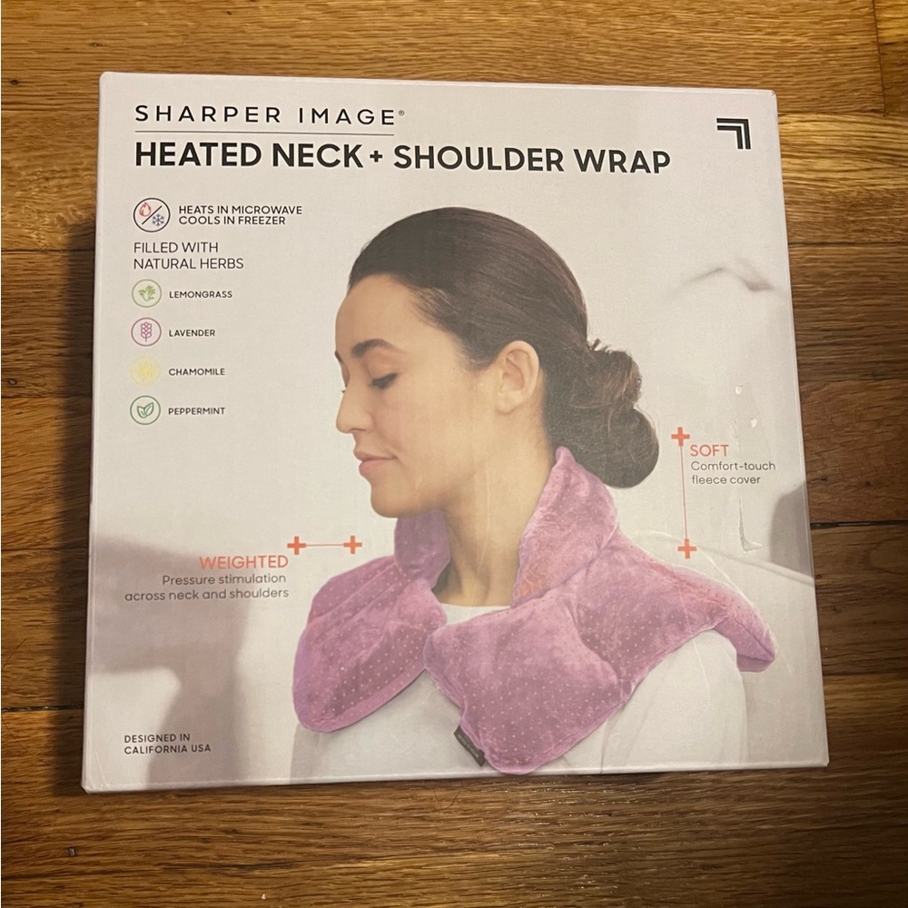 NEW Sharper Image Heated Neck and Shoulder Wrap - Soft Purple